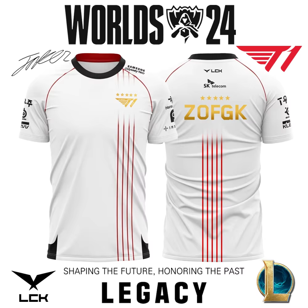 2025 New T1 Esports Team Uniform T-shirt League Of Legends World Finals Jersey T Shirt LOL Games Faker Fan Support Men Clothes