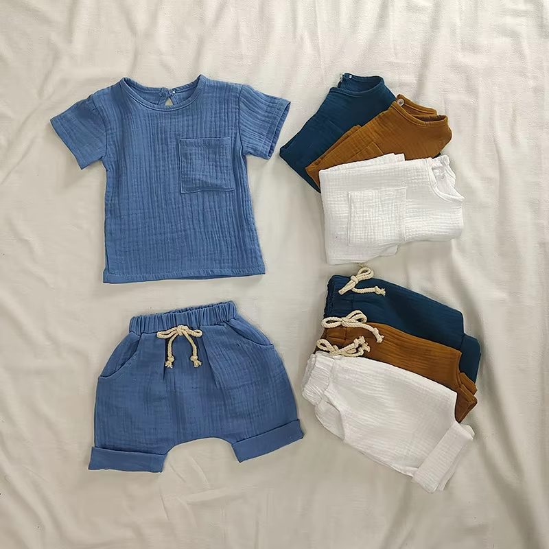 2025 Summer New Baby Cotton Breathable Clothes Set Infant Short Sleeve Tops + Shorts 2pcs Suit Boy Girl Toddler Outfits