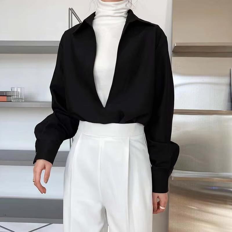 XEJ 2022 Fashion Women French V-neck Autumn Clothes for Women Vintage Clothes Tunic for Women Corduroy Outerwear No Buttons